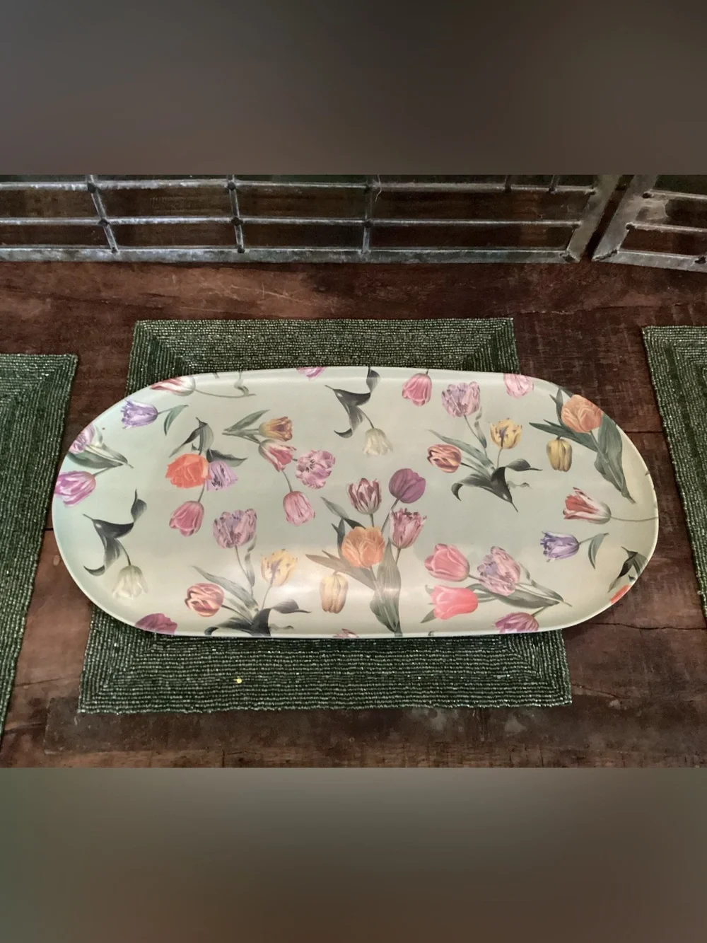 Anthropologie Terrain Floral Melamine Serving Platter NEW SET OF 3 NEW